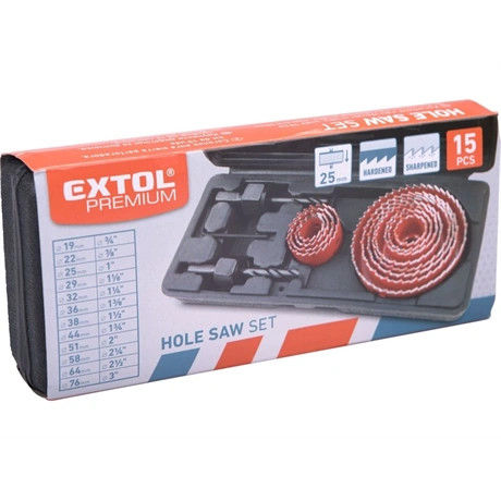 Extol Premium KÖRKIVÁGÓ KÉSZLET, 15 DB-OS, MŰANYAG, FA, GIPSZKARTON 8801606