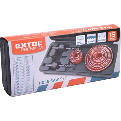 Extol Premium KÖRKIVÁGÓ KÉSZLET, 15 DB-OS, MŰANYAG, FA, GIPSZKARTON 8801606