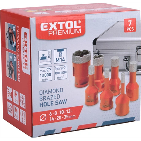 Extol Premium KÖRKIVÁGÓ CSEMPÉRE KÉSZLET 7 DB, 6-35MM × M14 8802991