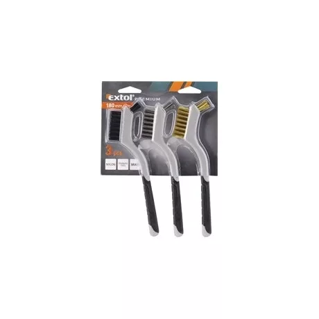 Extol Premium DRÓTKEFE, 3 DB: NYLON-, RÉZ- ÉS ROZSDAMENTES ACÉL SZÁL, 3X8 SOR, 180MM 8803901