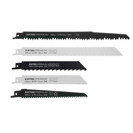 Extol Premium SZABLYAFŰRÉSZLAP KÉSZLET, 5DB, BOSCH BEFOGÁS, HCS/BIMETÁL, FA, MŰANYAG, FÉM 8806000