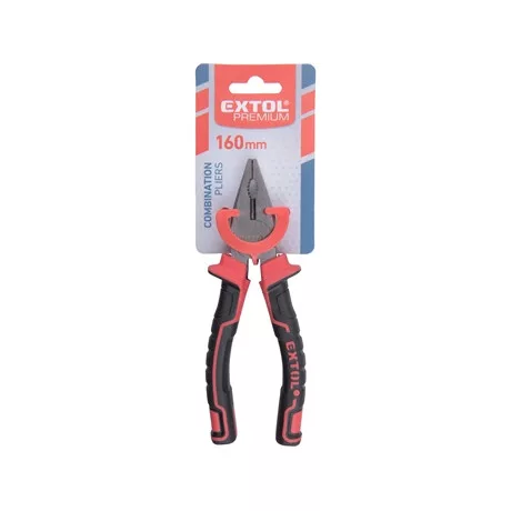 Extol Premium KOMBINÁLT FOGÓ, 160MM, DUÁL VÖRÖS/FEKETE, TPR NYÉL, AKASZTÓS SZERSZÁMTARTÓ 8813181