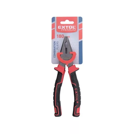 Extol Premium KOMBINÁLT FOGÓ, 180MM, DUÁL VÖRÖS/FEKETE, TPR NYÉL, AKASZTÓS SZERSZÁMTARTÓ 8813182