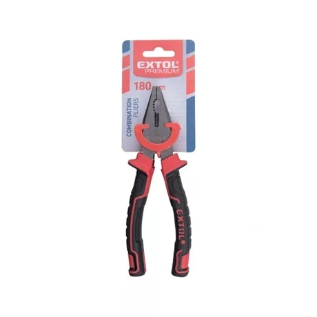 Extol Premium KOMBINÁLT FOGÓ, 180MM, DUÁL VÖRÖS/FEKETE, TPR NYÉL, AKASZTÓS SZERSZÁMTARTÓ 8813182