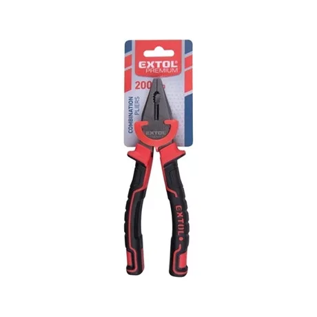 Extol Premium KOMBINÁLT FOGÓ, 200MM, DUÁL VÖRÖS/FEKETE, TPR NYÉL, AKASZTÓS SZERSZÁMTARTÓ 8813183