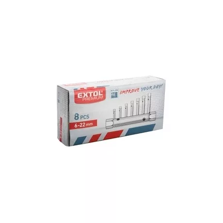 Extol Premium CSŐKULCS KÉSZLET, 10DB (8 CSŐKULCS+2 HAJTÓVAS), CRV., 6-22MM 8816370