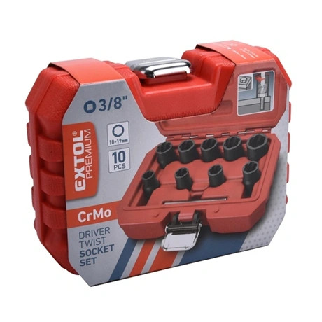 Extol Premium CSAVARKISZEDŐ KÉSZLET TWIST, 3/8" BEFOGÁS, 9DB FEJ, 1 DB KIÜTŐRÚD 8818141