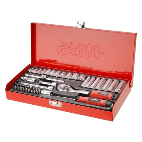 Extol Premium DUGÓKULCS KÉSZLET, 1/4", 45DB, FÉM DOBOZ 8818360