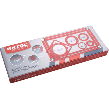 Extol Premium NÉGYOLDALÚ VONALZÓ (SZÖGMÁSOLÓ,SZÖGSABLON), 250×120 MM, ALU 8825122