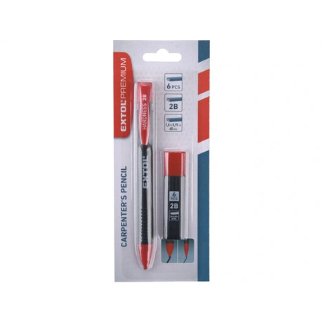 Extol Premium ÁCSCERUZA, TÖLTHETŐ, 144 MM, 2B, 6 DB 60 MM PÓTHEGGYEL 8853005