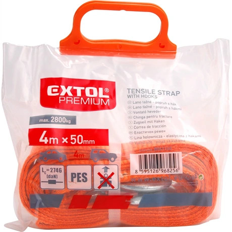Extol Premium VONTATÓ HEVEDER, MAX.2800KG, 4MX50MM, 2 DB KOVÁCSOLT KAMPÓVAL 8861160