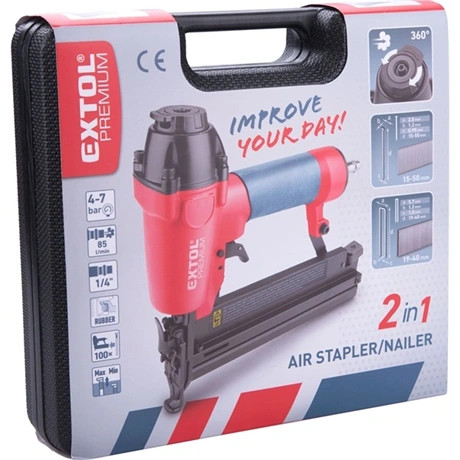 Extol Premium PNEUMATIKUS SZÖGBELÖVŐ GÉP, SZALAGTÁRAS SZEGEKHEZ, 1/4" 8865040