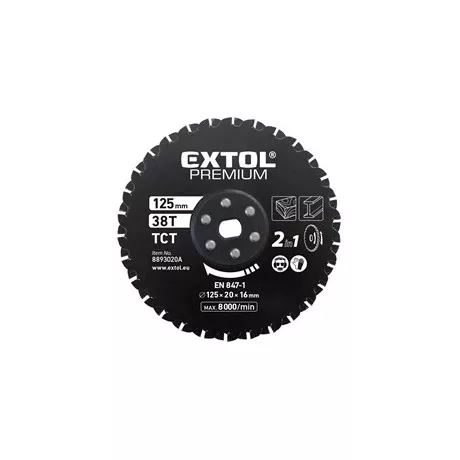 Extol Premium FŰRÉSZLAP, KEMÉNYFÉMLAPKÁS 125×20×16MM, 38T 8893020A
