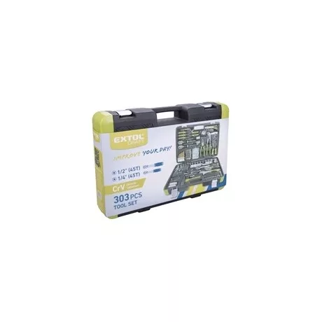 Extol Craft SZERSZÁMKÉSZLET, RACSNIS, 1/4", 1/2", 303 DB, MŰANYAG KOFFER 918303