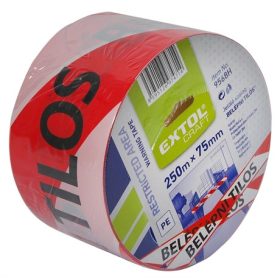   Extol Craft JELÖLŐ SZALAG, PIROS-FEHÉR, 75MM×250M, "BELÉPNI TILOS" FELIRATTAL 9568H