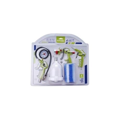 Extol Craft LÉGKOMPRESSZOR TARTOZÉK SZETT, 4DB (LEFUVATÓ PISZT. FESTÉKSZÓRÓ, ABRONCSFÚVÓ PISZT.,SPIRÁLTÖMLŐ) 99303