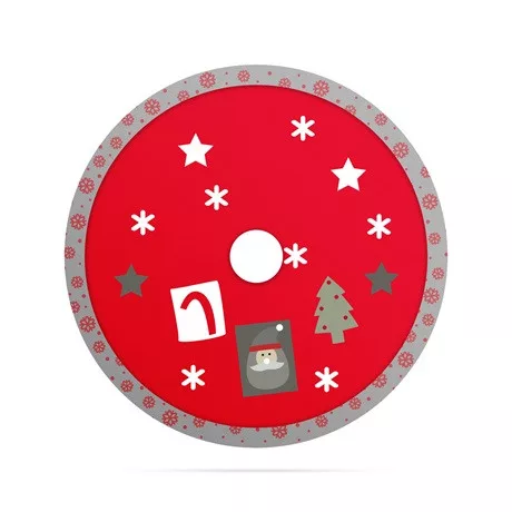 Family Christmas KARÁCSONYFA ALÁ TERÍTŐ 97 CM, SZÜRKE-PIROS 58277A