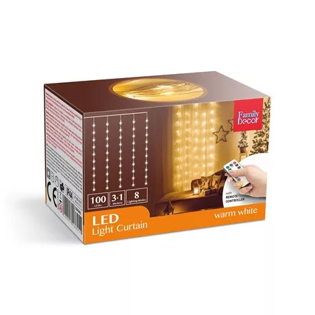 Family Decor LED FÉNYFÜGGÖNY 3X1 M MELEGFEHÉR 58904A