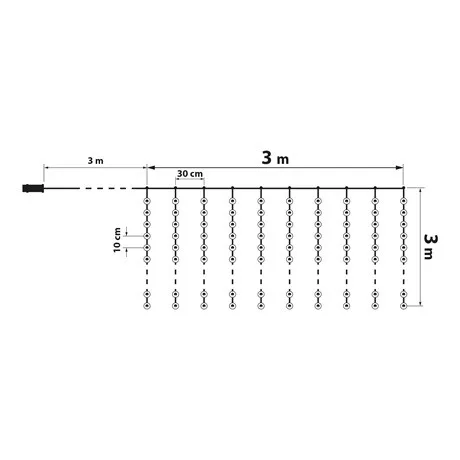 Family Decor LED FÉNYFÜGGÖNY 3X3 M MELEGFEHÉR 58907A