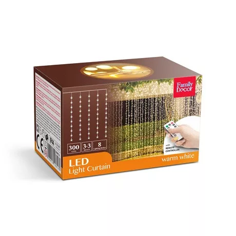 Family Decor LED FÉNYFÜGGÖNY 3X3 M MELEGFEHÉR 58907A
