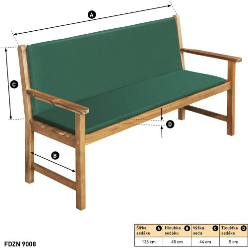Fieldmann FDZN 9008 párna az FDZN 4006 kerti padhoz tervezve, zöld