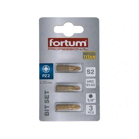 Fortum BEHAJTÓHEGY PZ, 3 DB, S2 ACÉL, TITANIUM BEVONAT, PZ 2×25MM 4741372