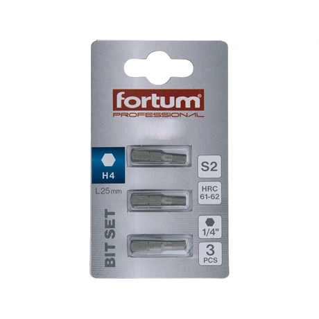 Fortum BEHAJTÓHEGY HEX, 3 DB, S2 ACÉL, H 4×25MM 4741505