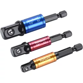   Fortum DUGÓKULCS ADAPTER KÉSZLET 3DB-OS, 1/4"-3/8"-1/2" DUGÓFEJEKHEZ, BEFOGÁS:1/4" HATSZÖG 4742203