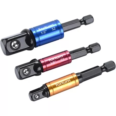 Fortum DUGÓKULCS ADAPTER KÉSZLET 3DB-OS, 1/4"-3/8"-1/2" DUGÓFEJEKHEZ, BEFOGÁS:1/4" HATSZÖG 4742203