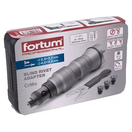 Fortum ADAPTER KÉSZLET FÚRÓGÉPHEZ, POPSZEGECSEKHEZ, 1/4" HATSZÖG BEFOGÁS 4770651