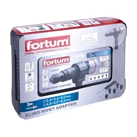Fortum ADAPTER KÉSZLET FÚRÓGÉPHEZ, POPSZEGECSEKHEZ 4770663
