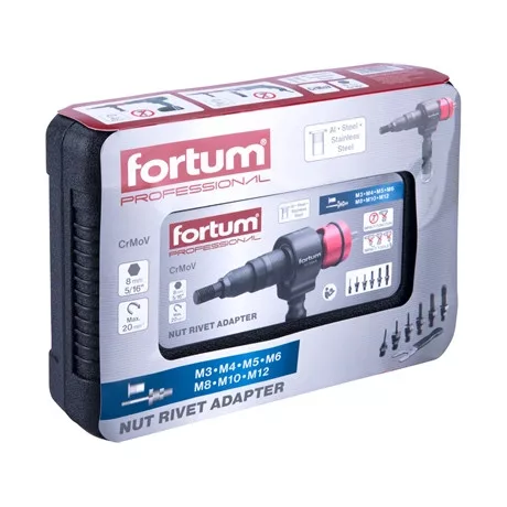 Fortum ADAPTER KÉSZLET FÚRÓGÉPHEZ, POP-NUT SZEGECSANYÁKHOZ, 6 DB 4770664