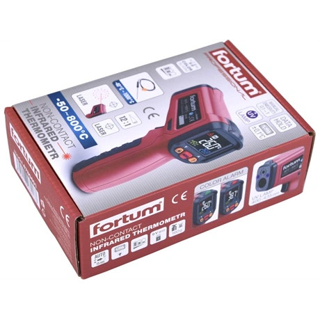 Fortum INFRAVÖRÖS, DIGITÁLIS HŐMÉRŐ, -40°C~ +800°C, LCD KIJELZŐ, NEM LÁZMÉRŐ 4780401