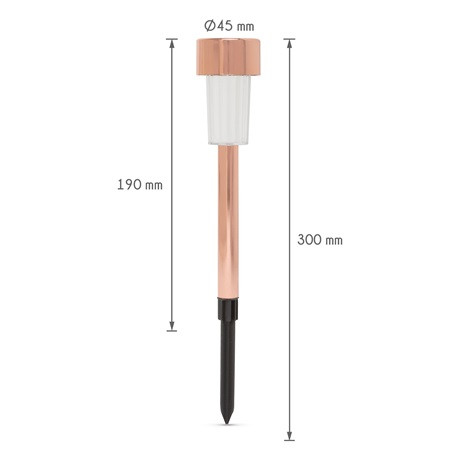 Garden of Eden LED-ES SZOLÁR LÁMPA FÉM, ROZÉARANY 19 CM 11702C