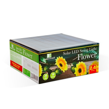 Garden of Eden SZOLÁR FÉNYFÜZÉR VIRÁG, 2,4 M,  20 MELEGFEHÉR LED 11762B