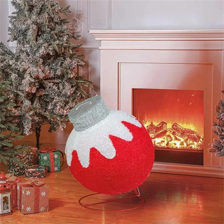 @home - xmas VILÁGÍTÓ DEKORÁCIÓ, GÖMBDÍSZ, 60 LED, 60 X 83 CM, PIROS 59772C