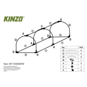 Kinzo Garden MELEGHÁZ ALAGÚT 130 X 60 X 50 CM 30493
