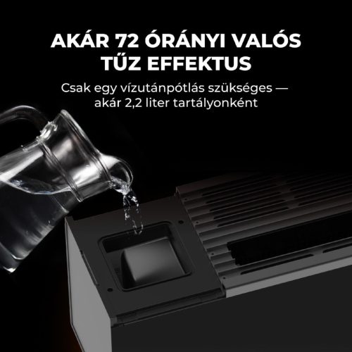 AENO AFH0002S prémium Eco Smart konvekciós fűtőkészülék, 2000 W, távolról vezérelhető, 2 fokozat, lángeffekt, 2 literes tartály, IPS kijelző, fekete