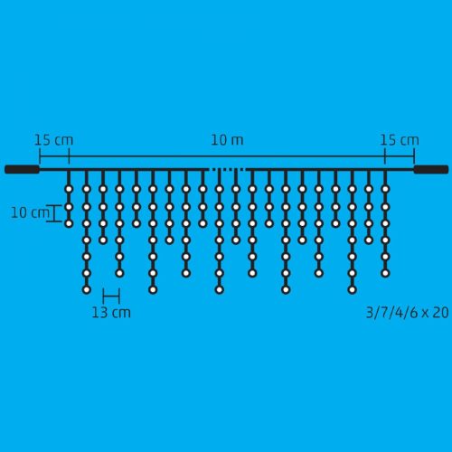 Home DLFJ 400F/WW sziporkázó fényfüggöny, 10 m / 400 db melegfehér LED, állófényű, fehér vezeték, sorolható, kül- és beltéri kivitel