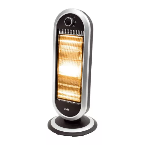 Home FK 23 álló elektromos halogén hősugárzó fűtőtest, 400W/800W/1200W, oszcillálás, IP20 védelem, fekete/ezüst