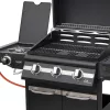 Home GRG01 gázgrill, 3 főégővel, 1 oldalégővel, 3,2 kW teljesítmény égőnként, nyomásszabályozó készlettel