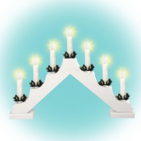   Home KAD 03 gyertyapiramis, 7 db izzó, fehér festett fa, L7D