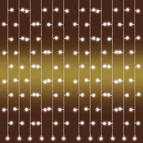 Home KAF 210LC/WW LED-es fényfüggöny, 2x1 m / 210 db melegfehér LED, fehér vezeték, állófényű, hálózati adapter, kül- és beltéri kivitel