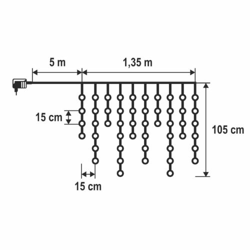 HOME KAF50WH LED-es hópehely fényfüggöny, 1,35 m, 50 db hidegfehér LED, hálózati tápellátás, beltéri kivitel