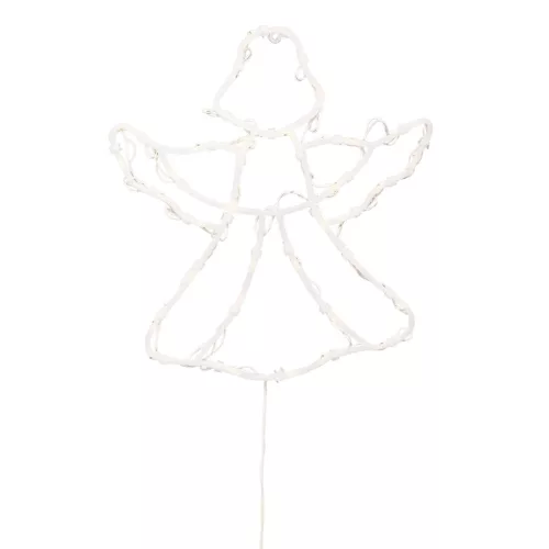 HOME KID501BWW LED-es angyal ablakdísz, 33x30 cm, 35 db melegfehér LED, időzítő, elemes tápellátás, beltéri kivitel