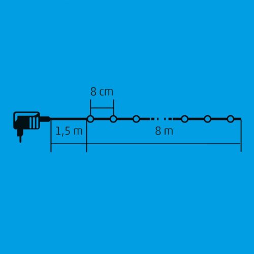 Home KII 100B/M LED-es gömb fényfüzér, 8 m / 100 db színes LED, állófényű, zöld vezeték, hálózati adapter, beltéri kivitel