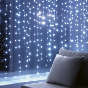   HOME KIN168DWH DOT LED-es fényfüggöny, 168 db hidegfehér DOT LED, állófényű, átlátszó vezeték, 12x14 LED, beltéri adapteres kivitel