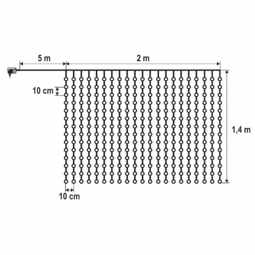 HOME KIN294DWH DOT LED-es fényfüggöny, 294db hidegfehér DOT LED, 2m hosszú, állófényű, adapteres tápellátás, kül- és beltéri kivitel