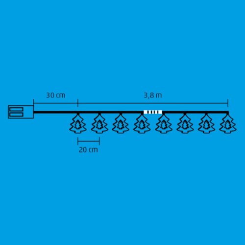LED-es izzósor, fa fenyő, 3,8m, 3V