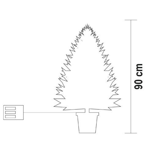 Home KMF90BLED elemes műfenyő LED-ekkel, 100db melegfehér LED, 90cm magas, 8 programos, 3D és 2D tűlevelek, elemes tápellátás, beltéri kivitel